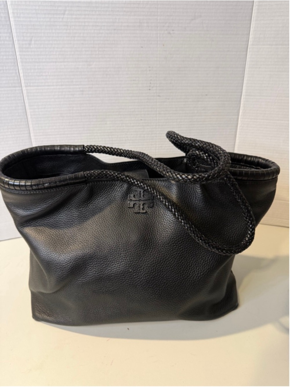 Tory Burch Black Leather Tote Bag One Size